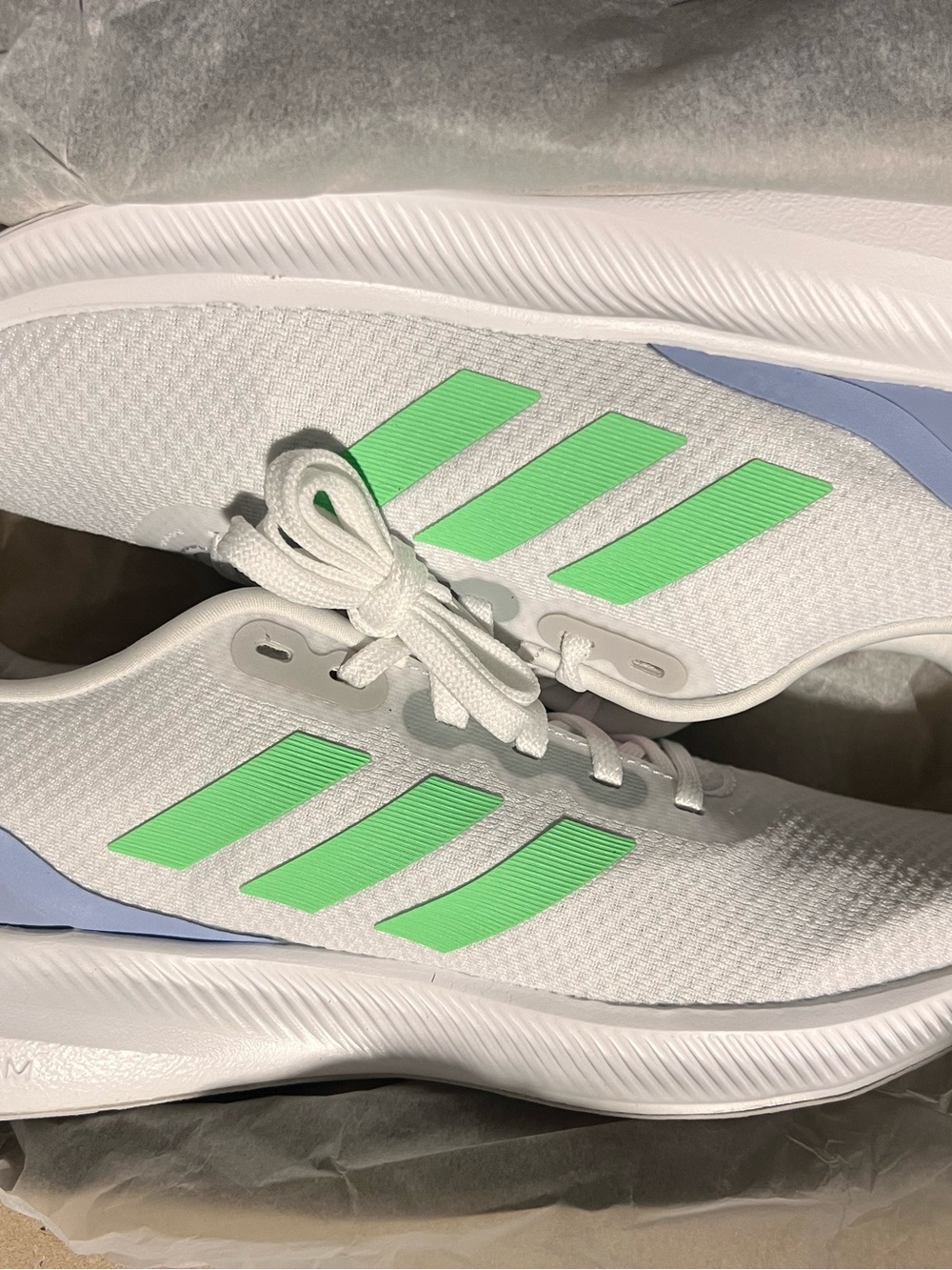 adidas Women's White Athletic Sneakers with Neon Green Three Stripes